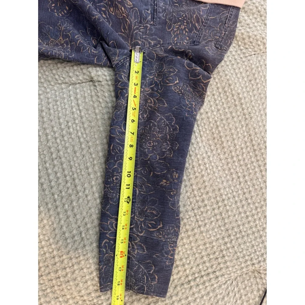 Coldwater Creek Womens PXL Linen Cotton Floral Chore Jacket Navy Tan Barn Coat